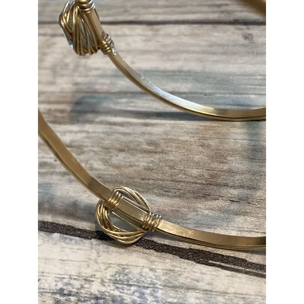 Wire Wrapped Cuff‎ Bracelet Artisan Unique Beads Minimalist NWOT Adjustable